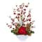 23" Rose & Cherry Blossom Arrangement in White Planter
